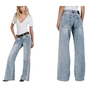 One X Oneteaspoon Blue Blossom Westender Flares Jeans Distressed Size 30